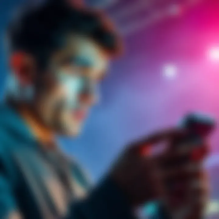 Cash-out decision A person looking frustrated while checking betting results on a phone, considering cash-out options.