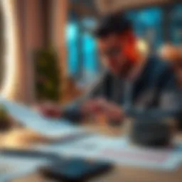 Cash-Out Decision Making A person evaluating cash-out options with financial documents and a calculator