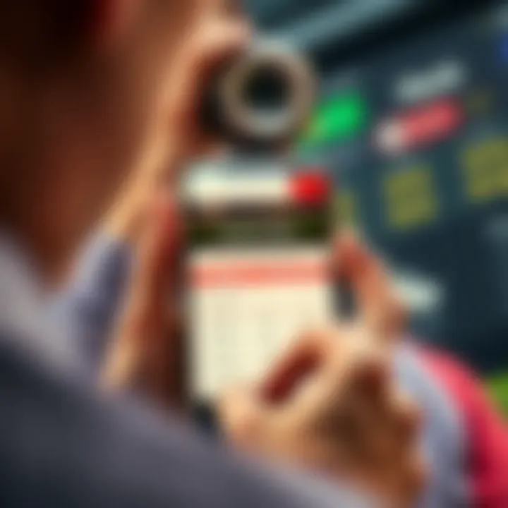 Cash-Out Offer Announcement A close-up of a disappointed person looking at a cash-out offer displayed on a smartphone, showing low payout values against a betting backdrop.