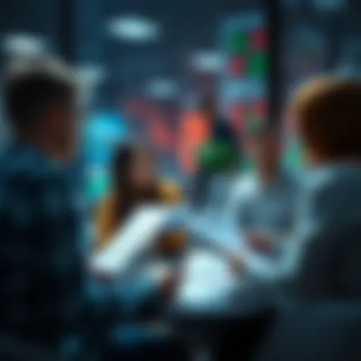 People discussing cash-out strategies with charts and notes