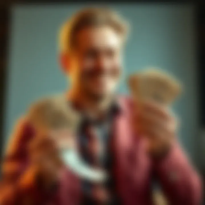 Cash strategy concept A person counting cash with a confident smile, representing easy money-making strategy
