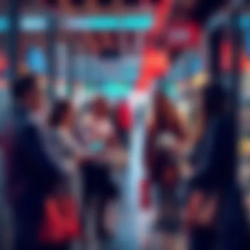 People using cash and digital payment options in a modern setting
