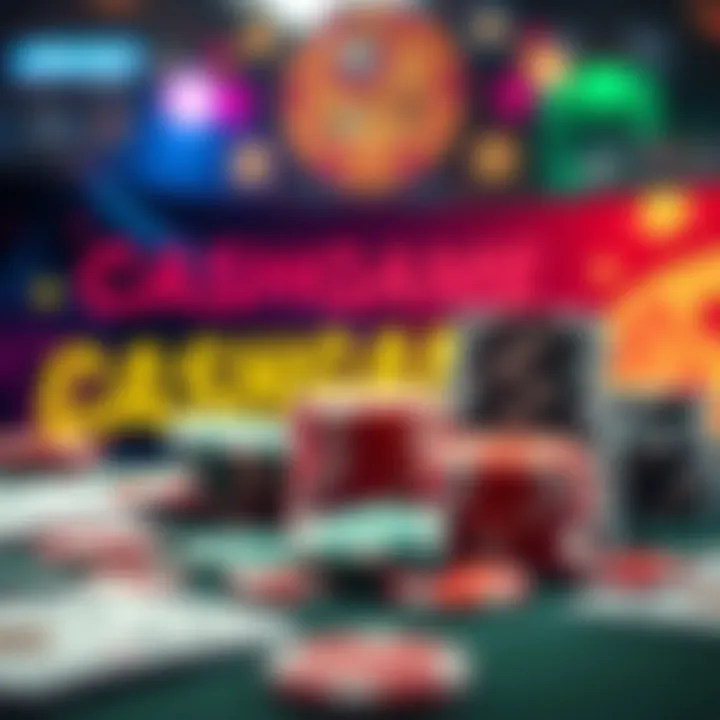 Cashgame Promotion A graphic showing a vibrant cashgame promotion banner with a stack of poker chips and cards, reflecting excitement and concerns about gambling risks.