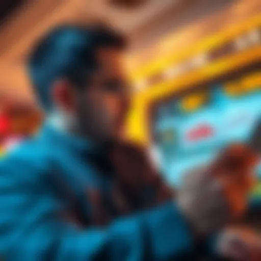 A person contemplating whether to cash out their gambling winnings while looking at a financial overview