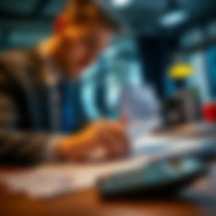 A person pondering over cashing out options with financial documents and a calculator on the table.