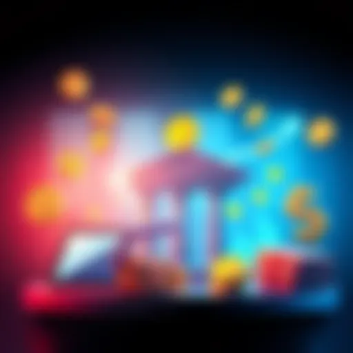 Illustration showing various cashout methods like bank transfer, e-wallet, and cash withdrawal with money symbols