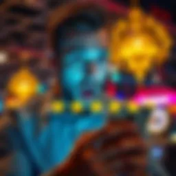 A surprised man looking at his smartphone, showing excitement over his Seven Stars status in a casino app.