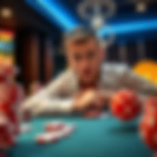 A person sitting at a table, confused, looking at casino chips and cash, illustrating the disconnect between gambling wins and real money.