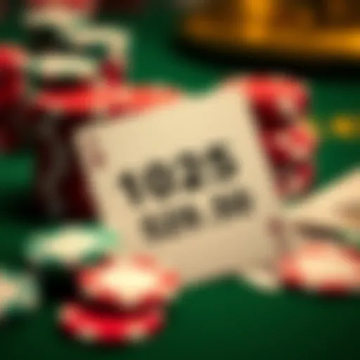 A close-up of a casino card with chips showing amounts of 1025 and 512.50, highlighting a player's betting choices.