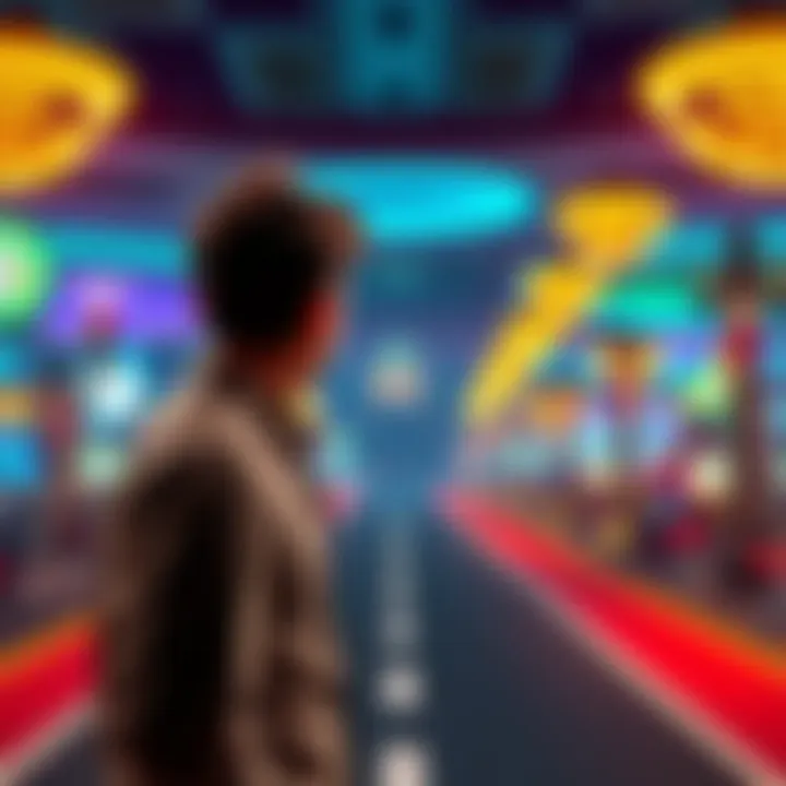 A person at a casino fork in the road, considering whether to continue playing or cash out.