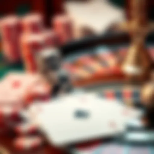 A close-up of various casino game elements, such as playing cards, chips, and a roulette wheel, showcasing fairness in gameplay.