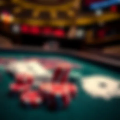 A casino table with poker chips and cards, representing strategies for increasing funds in gaming.