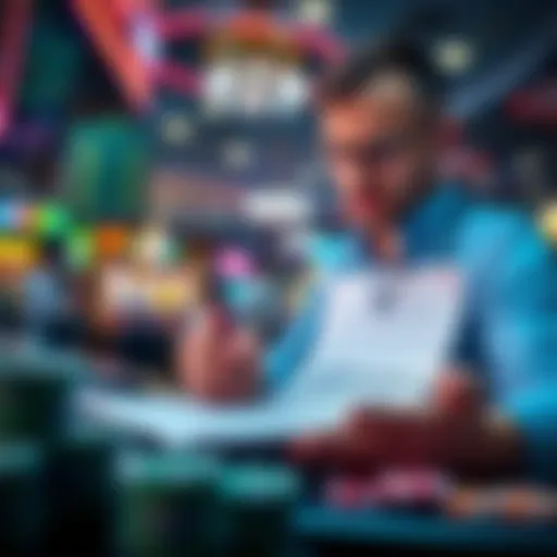 A casino employee filling out a W2 form for reporting sports betting winnings to authorities