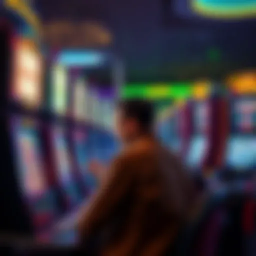 A player returning to a slot machine to find it occupied, showing frustration over etiquette rules.