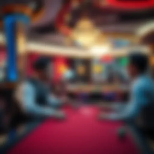 A casino VIP host chatting with a player at a gaming table, showing a sudden change in their interaction, indicating ghosting.
