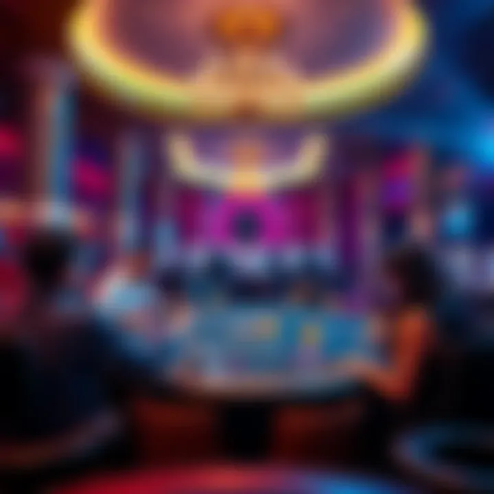 A luxurious casino setting with a VIP table, showing high-stakes players receiving special treatment and complimentary drinks.