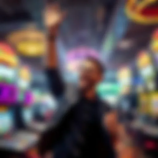 A joyful player celebrating a $3005 win in a Sacramento casino after starting with $500.