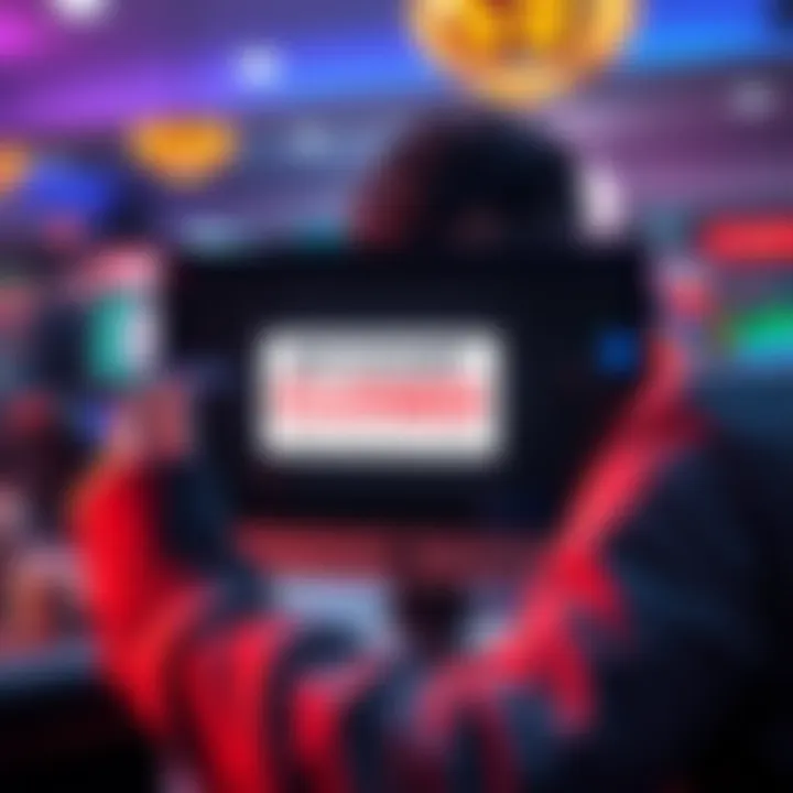 A frustrated player looking at a computer screen showing an account closed message from a casino platform.