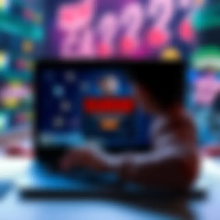 Online casino account closure A worried player looking at a closed account notification on a laptop screen, with casino-themed graphics in the background.