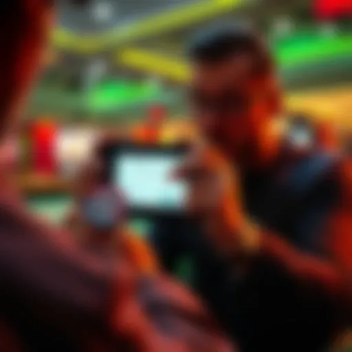 A player surprised by a notification on a mobile casino app during a roulette game
