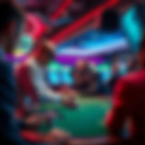A local casino scene with a player banker being observed at a gaming table, showcasing surveillance methods used to monitor advantage play.