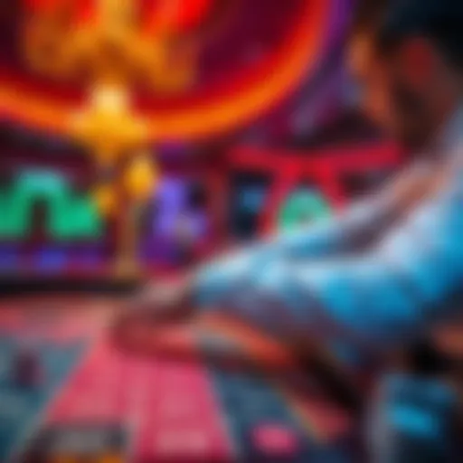 Casino Betting Strategy A person placing a bet at a casino table, focusing on the betting options available.