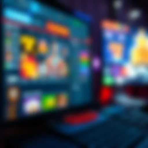 A close-up view of a computer screen showing a casino betting website interface with games and betting options.