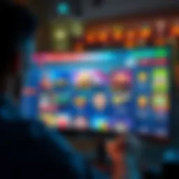 A player looking at various casino bonus offers on a computer screen with colorful promotions and cashback options displayed
