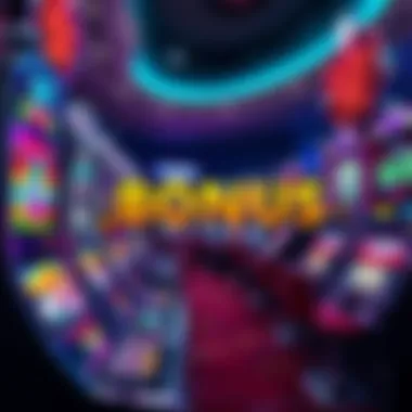 Casino Bonus Slots A vibrant display of popular casino slot machines with bright lights and graphics, showcasing a 10,000 Rupee bonus being used for playing.