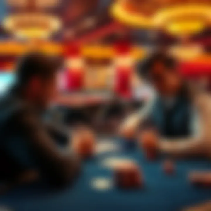 Casino card game with covers A card game being played in a casino, with cards covered for protection, showing a friend engaged in the game