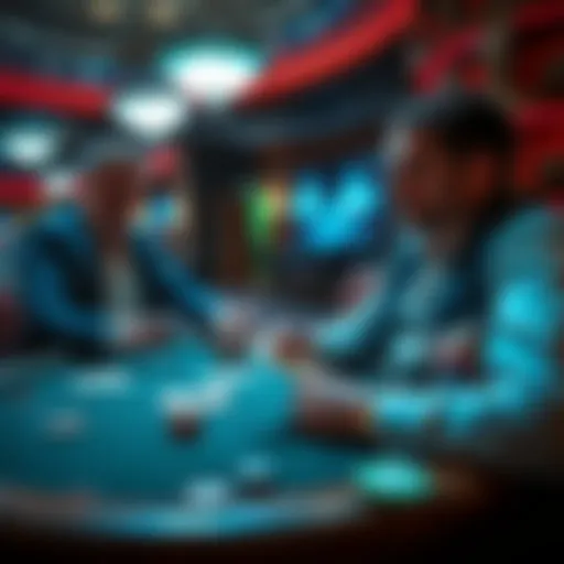 A dealer at a casino dealing cards while a player looks concerned about a forgotten rule, with visible cards on the table and chips in front of the player.