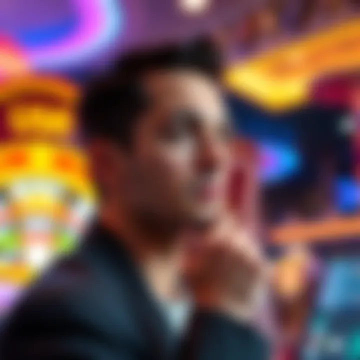 Casino games and cash deposit A person thinking about making a cash deposit at a casino to access winnings from free spins