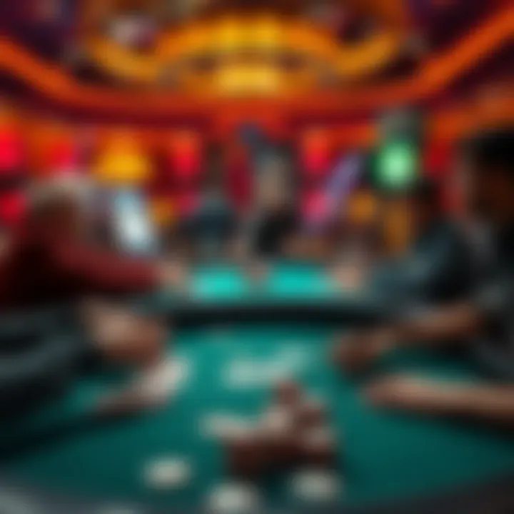 Players engaged in a cash game at a poker table in Las Vegas, with chips and cards visible.