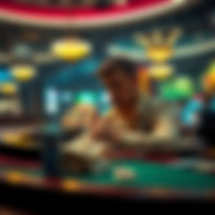 Person at a casino table looking worried about withdrawing cash
