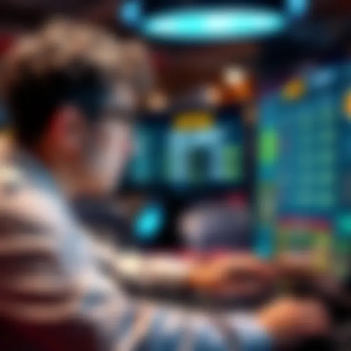 A casino player looking at a screen showing cryptocurrency balances, looking concerned about withdrawing winnings.