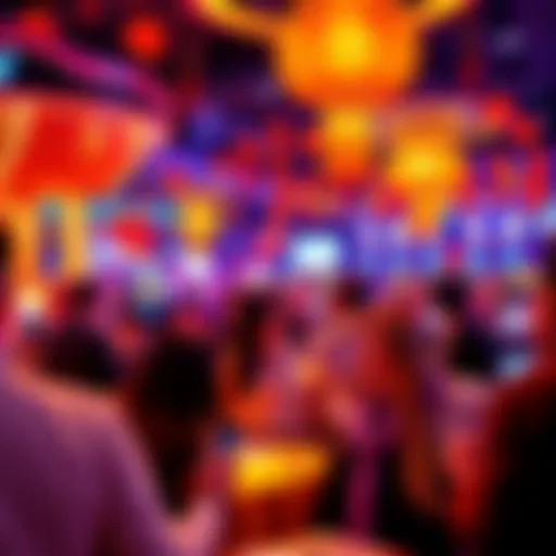 Casino Celebration for Chinese New Year People celebrating Chinese New Year in a casino with bright decorations and handpay winnings