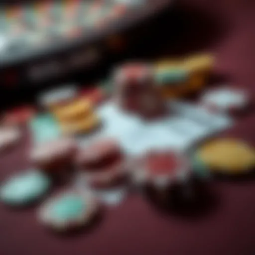 A collection of casino chips and a betting slip lays on a table, symbolizing the tension between winning and losing in gambling.