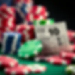 A close-up of colorful casino chips next to a lottery ticket, symbolizing gambling and chance.