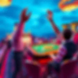 Casino comeback A person celebrating a blackjack win on a cruise ship after overcoming a loss
