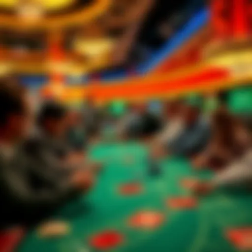 People playing Stadium Craps at a casino in Las Vegas, with excitement around the table and chips in hand.