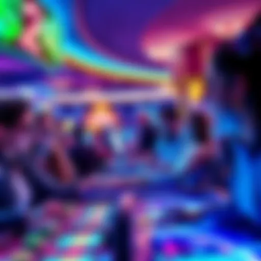 A vibrant casino scene showcasing modern gaming technology and excited visitors enjoying various games