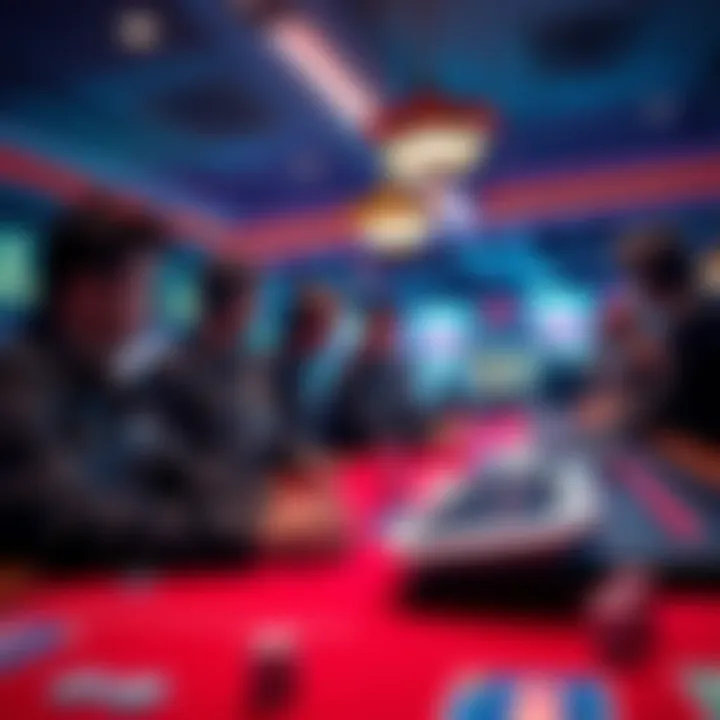 A group of casino security staff monitoring activities at a gaming table to prevent fraud.