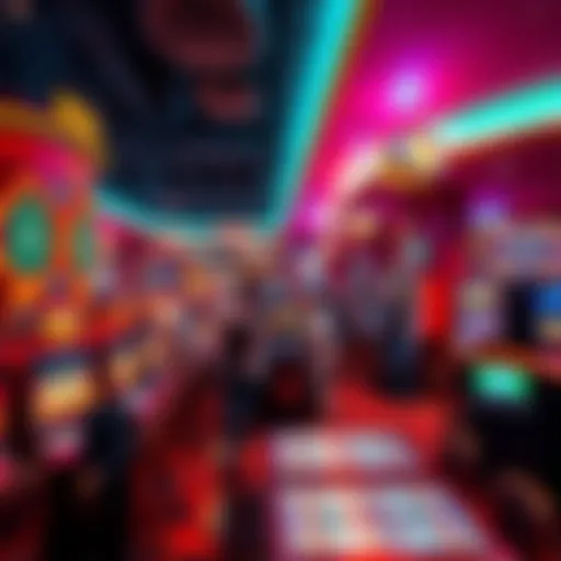 A lively casino floor with people playing games in Albuquerque, showcasing various gaming tables and machines.