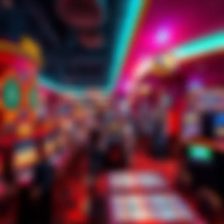 A lively casino floor with people playing games in Albuquerque, showcasing various gaming tables and machines.