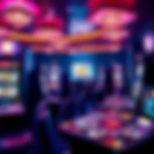 A modern casino with digital slot machines and online gaming stations, showcasing new technologies and trends in gambling.