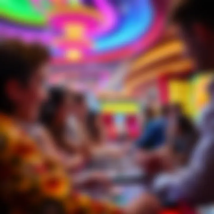 A vibrant casino scene showing people enjoying games and feeling anticipation