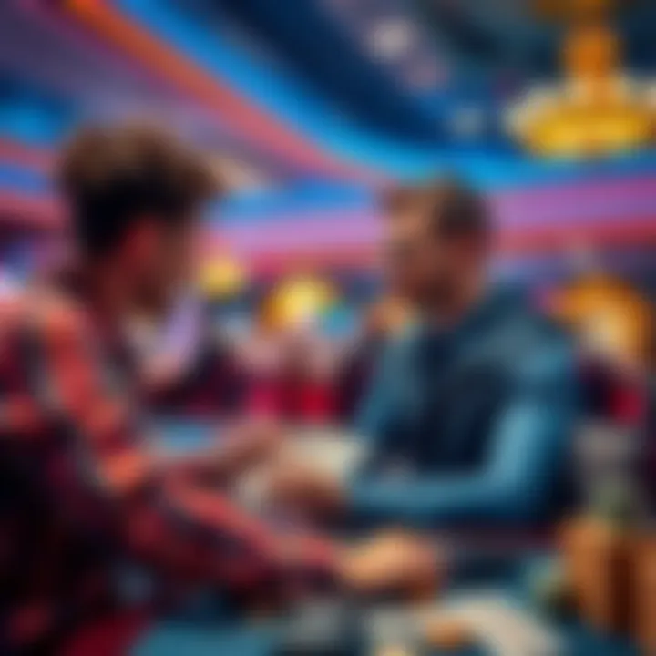 A player analyzing strategies to increase winnings in a casino setting, with charts and money visible in the background.