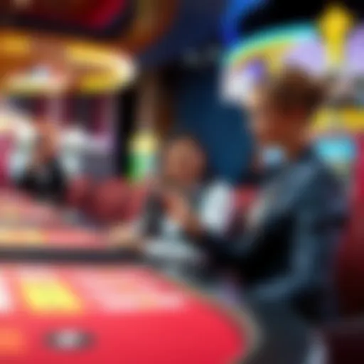 A player at a casino table showing their ID to an attendant for verification in Las Vegas.