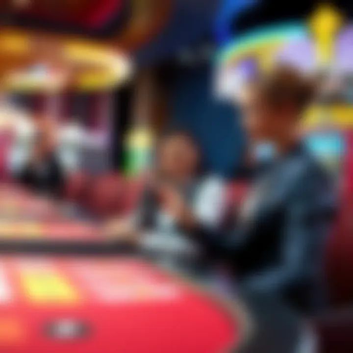 A player at a casino table showing their ID to an attendant for verification in Las Vegas.