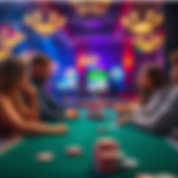 A group of people discussing ID requirements at a casino table with gaming chips in view.